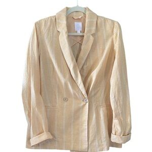 Lauren Conrad Butter Yellow Cream Pinstripe Linen Blazer Size S